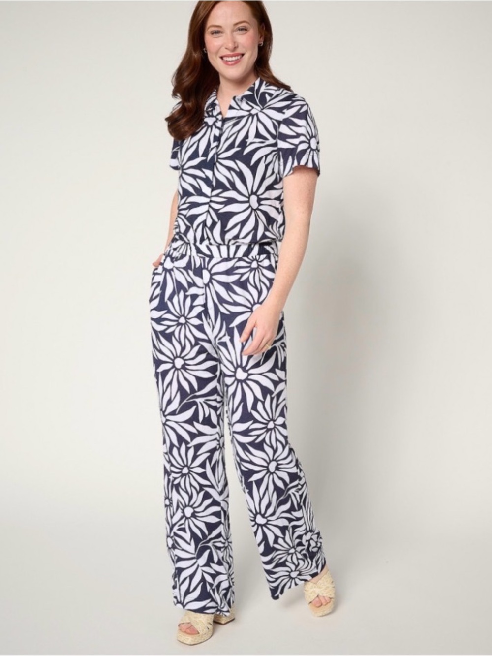 Belle Beach by Kim Gravel Reg Cabana Knit Good Vibrations Jumpsuit Sz M Twilight
